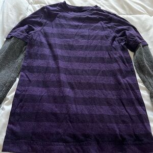 Helix boys Small Long Sleeve striped shirt Purple and Gray Tee skateboard